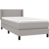 vidaXL Boxspring met matras stof lichtgrijs 90x200 cm