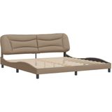 vidaXL Bedframe met hoofdbord kunstleer cappuccinokleurig 200x200 cm