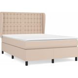 vidaXL Boxspring met matras kunstleer cappuccinokleurig 140x190 cm