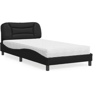vidaXL Bed met matras kunstleer zwart 100x200 cm