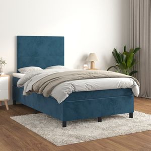 VidaXL Boxspring Matras Fluweel Donkerblauw 120x200 cm