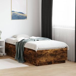 vidaXL Bedframe bewerkt hout gerookt eikenkleurig 90x190 cm