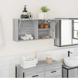 vidaXL Badkamerwandkast 80x25x40 cm bewerkt hout grijs sonoma eiken