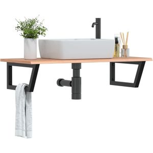 vidaXL Badkamer wandschap staal en massief eikenhout