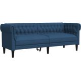 vidaXL Driezitsbank Chesterfield-stijl stof blauw