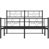 vidaXL Bedframe met hoofd- en voeteneinde metaal zwart 120x190 cm