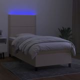 vidaXL Boxspring met matras en LED stof crèmekleurig 90x190 cm
