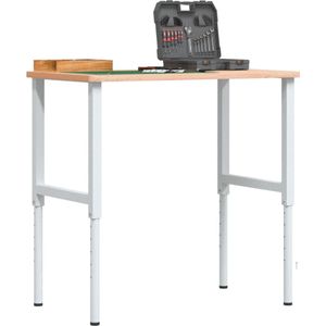 vidaXL Werkbank rechthoekig 100x60x(71,5-98) cm massief beukenhout