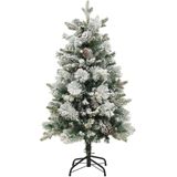 vidaXL Kerstboom met LED en dennenappels en sneeuw 150 cm PVC en PE