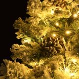 vidaXL Kerstboom met LED en dennenappels en sneeuw 150 cm PVC en PE