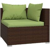 VidaXL 6-delige Loungeset met Kussens - Poly Rattan Bruin