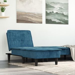 VidaXL Chaise Longue Fluweel Blauw