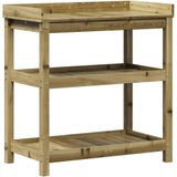 vidaXL Oppottafel met schappen 82,5x45x86,5 cm geïmpregneerd hout