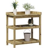 vidaXL Oppottafel met schappen 82,5x45x86,5 cm geïmpregneerd hout