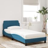 vidaXL Bed met matras fluweel blauw 90x200 cm