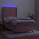 VidaXL Boxspring met Matras en LED Fluweel Roze 100x200 cm