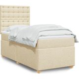 vidaXL Boxspring met matras stof crÃ¨mekleurig 100x200 cm