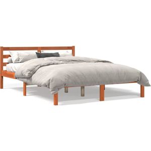 vidaXL Bedframe massief grenenhout wasbruin 135x190 cm