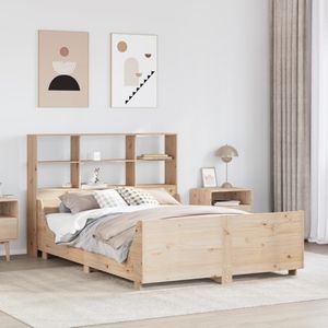 vidaXL - Bed - met - boekenkast - zonder - matras - massief - houtx200 - cm