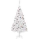 vidaXL Kunstkerstboom met verlichting en kerstballen 210 cm PVC wit