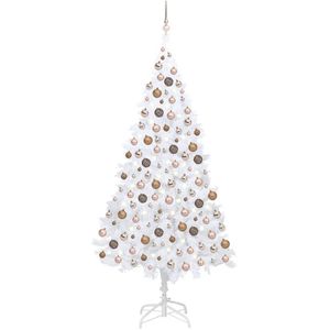 vidaXL Kunstkerstboom met verlichting en kerstballen 210 cm PVC wit