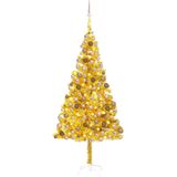 vidaXL Kunstkerstboom met verlichting en kerstballen 240 cm PET goud