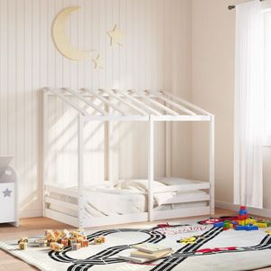 vidaXL Kinderbed met bedhuis 80x160 cm massief grenenhout wit