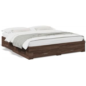 vidaXL Bedframe met lades bewerkt hout bruin eikenkleur 200x200 cm