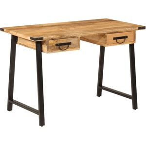 vidaXL Bureau met lades 105x55x70 cm massief mangohout en ijzer