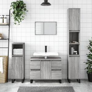 vidaXL Badkamerkast 80x33x60 cm bewerkt hout grijs sonoma eikenkleurig