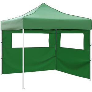 vidaXL Vouwtent met 2 wanden 3x3 m groen