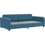 vidaXL Slaapbank met onderschuifbed en lades 90x200 cm fluweel blauw