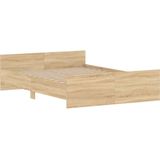 vidaXL Bedframe met hoofd- en voeteneinde sonoma eikenkleur 135x190 cm