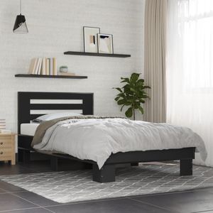 vidaXL - Bedframe - bewerkt - hout - en - metaal - zwartx200 - cm