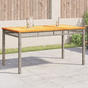 vidaXL Tuintafel 140x80x75 cm poly rattan en acaciahout grijs