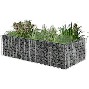 <p>De gabion is een stevige plantenbak die perfect is voor het planten van planten en bloemen, waardoor je een stijlvolle uitstraling kunt creëren.</p>
<p>Deze stabiele gabion is speciaal ontworpen om gevuld te worden met stenen of grind, waardoor hij niet alleen functioneel is, maar ook een decoratief element toevoegt aan je tuin.</p>
<p>Gemaakt van roestvrij en weerbestendig, gegalvaniseerd staal, is deze gabion zeer stabiel en duurzaam, waardoor hij bestand is tegen verschillende weersomstandigheden.</p>
<p>Voor extra stabiliteit is het gaasrooster van de gabion gevormd door horizontale en verticale draden op ieder kruispunt vast te lassen, waardoor het een solide constructie heeft.</p>
<p>Houd er rekening mee dat stenen niet zijn inbegrepen bij de gabion, maar je kunt zelf de gewenste stenen of grind toevoegen om de look te personaliseren.</p>
<ul>
  <li>Materiaal: gegalvaniseerd staal</li>
  <li>Buitenafmetingen: 180 x 90 x 50 cm (L x B x H)</li>
  <li>Binnenafmetingen: 160 x 70 x 50 cm (L x B x H)</li>
  <li>Wanddikte: 10 cm</li>
  <li>Afmetingen gaas: 10 x 5 cm (L x B)</li>
  <li>Diameter draad: 3,5 mm</li>
  <li>Spot gelast</li>
  <li>Hoog draagvermogen</li>
  <li>Draagvermogen: 1.400 kg/m³</li>
</ul>