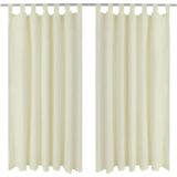 vidaXL-Micro-Satijnen-Gordijnen-met-Ringen-140-x-225-cm-2-stuks-(Creme)