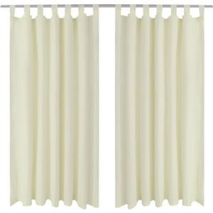 vidaXL-Micro-Satijnen-Gordijnen-met-Ringen-140-x-225-cm-2-stuks-(Creme)