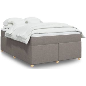 vidaXL Boxspring met matras stof taupe 160x200 cm