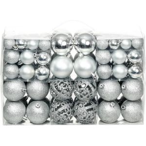 vidaXL 100-delige Kerstballenset 3/4/6 cm zilverkleurig