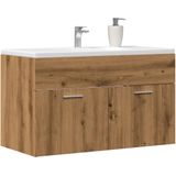 vidaXL Wastafelkast 90x38,5x46 cm bewerkt hout artisanaal eikenkleur