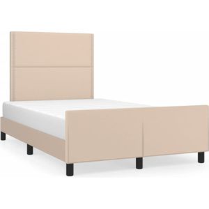 vidaXL Bedframe met hoofdbord kunstleer cappuccinokleurig 120x190 cm