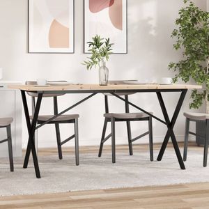 vidaXL Eettafel X-frame 140x80x75,5 cm massief grenenhout en gietijzer