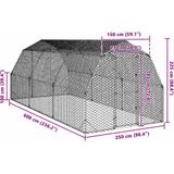 vidaXL - Kippenren - 2,5x6x2,25 - m - gegalvaniseerd - staal