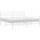 vidaXL Bedframe met hoofd- en voeteneinde metaal wit 183x213 cm