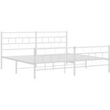 vidaXL Bedframe met hoofd- en voeteneinde metaal wit 183x213 cm