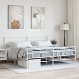 vidaXL Bedframe met hoofd- en voeteneinde metaal wit 183x213 cm