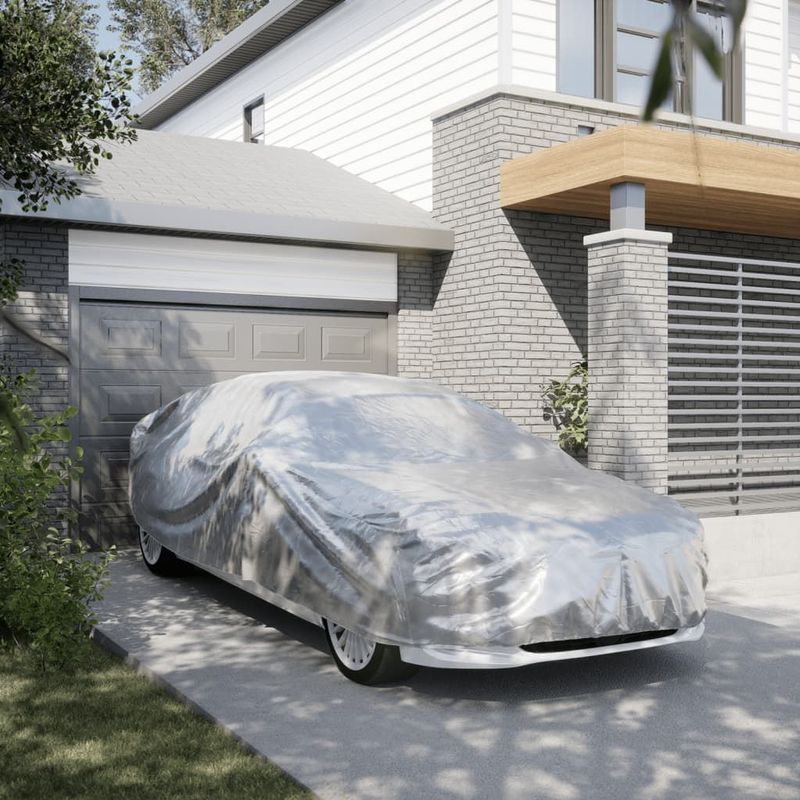 vidaXL Autohoes voor sedan met gespriemen L PEVA zilverkleurig