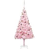 vidaXL Kunstkerstboom met verlichting en kerstballen 210 cm PVC roze