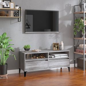 VidaXL Tv-meubel 100x34,5x44,5 cm - Bewerkt Hout - Grijs Sonoma Eikenkleur